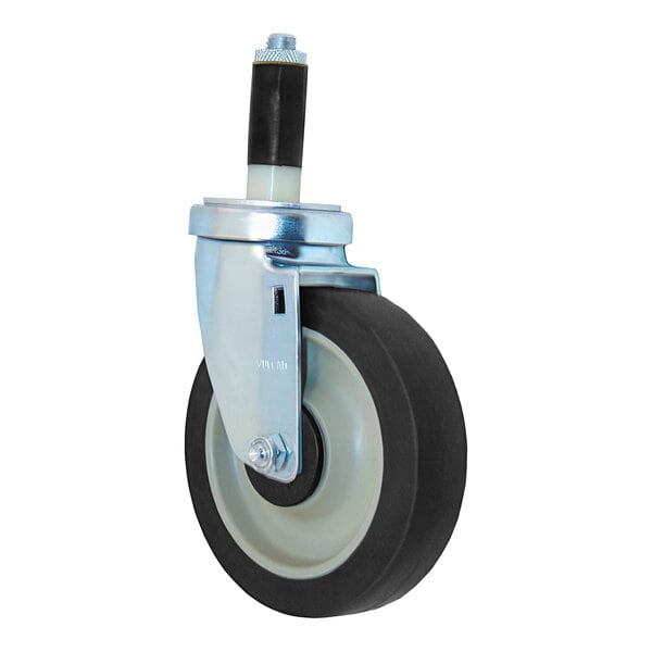 A black and white AllPoints swivel stem caster with a metal wheel and black rubber tire.
