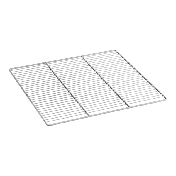 A Victory gray coated wire shelf with a metal grid.