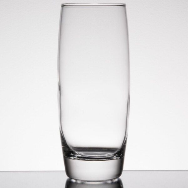 An Arcoroc customizable cooler glass with a reflection on the surface.