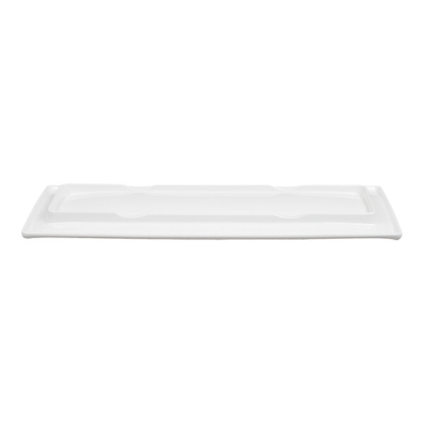 A white rectangular melamine tray.