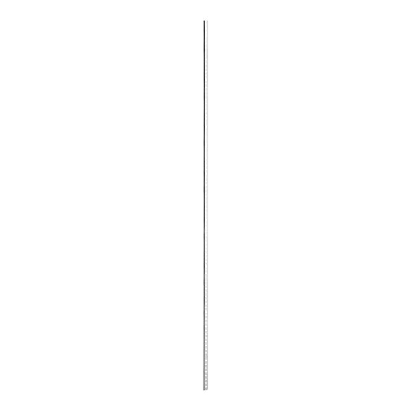 A long thin metal Kason stainless steel shelf pilaster with keyholes.