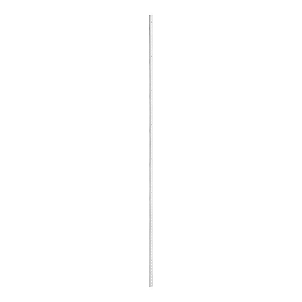 An aluminum Kason standard shelf pilaster with a long thin metal pole on top.