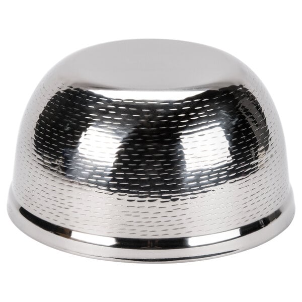 A Tablecraft Remington stainless steel serving bowl with a textured surface.