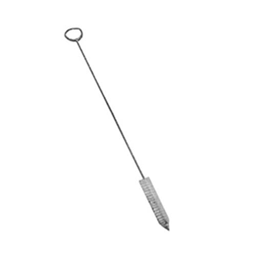 A long stick with a white handle and a metal rod.