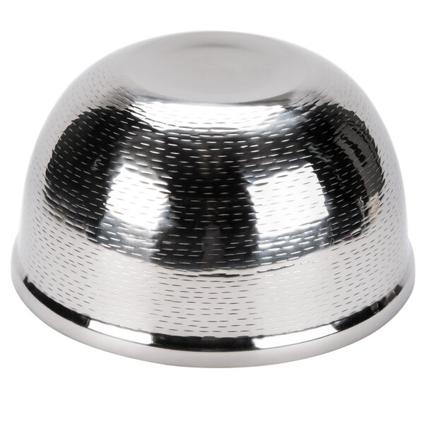 A silver Tablecraft Remington double wall bowl with a shiny finish.