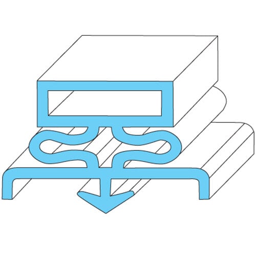 A white rectangular rubber gasket with a blue stripe.