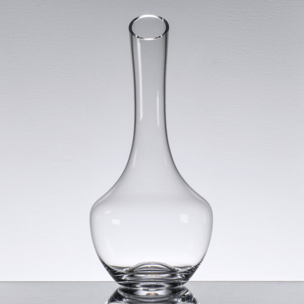A close-up of the Chef & Sommelier Open Up Decanter by Arc Cardinal, a clear glass vase with a neck.