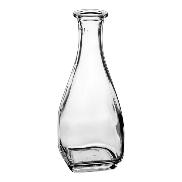 An Arcoroc clear glass carafe with a neck