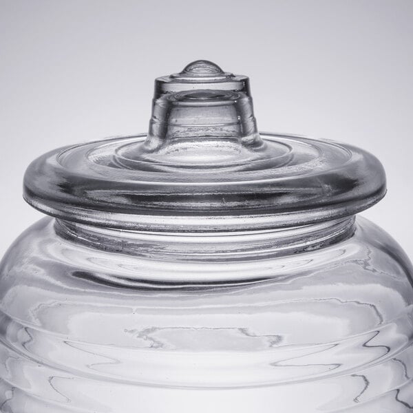 a close up of a glass jar