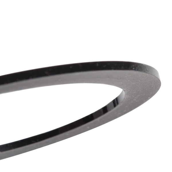 A close-up of a black round rubber blender gasket.