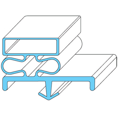 A blue line diagram of a magnetic door gasket for a refrigerator.