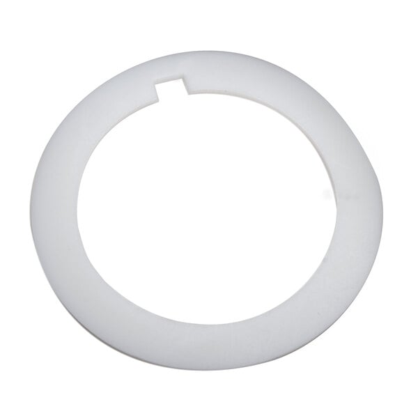 A white rectangular frame with a black border containing a white circle with a hole in the middle.