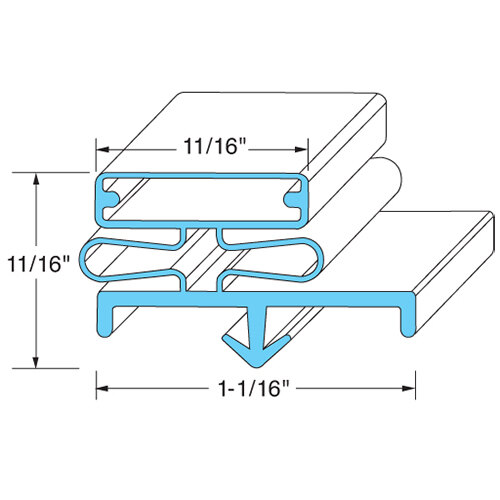 A diagram of All Points magnetic door gasket with dimensions.
