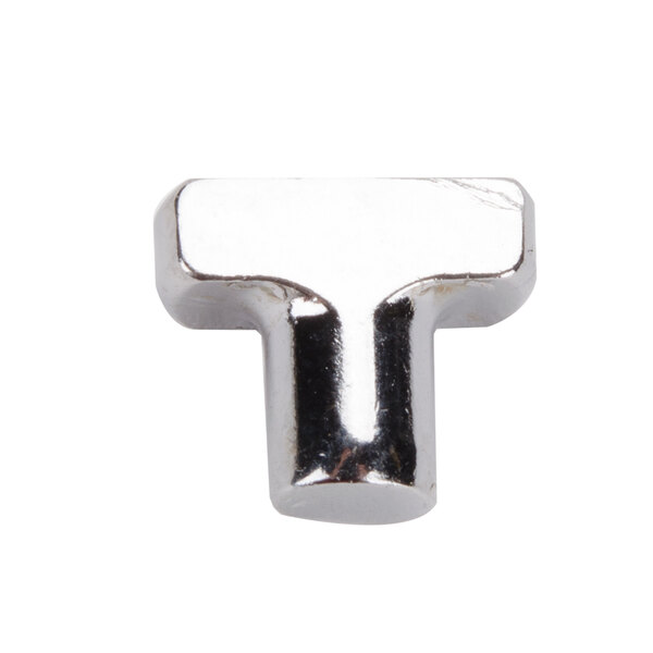 A silver metal Waring blender key with a white background.