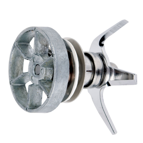 A Waring replacement blender blade assembly, a metal pipe with a circular hole on the end.