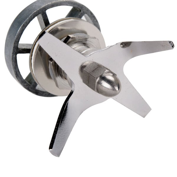 A stainless steel Waring blender blade assembly with a metal blade.