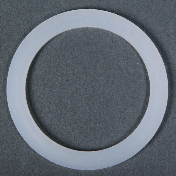 A white plastic circle for a Hamilton Beach blender cutter blade gasket.