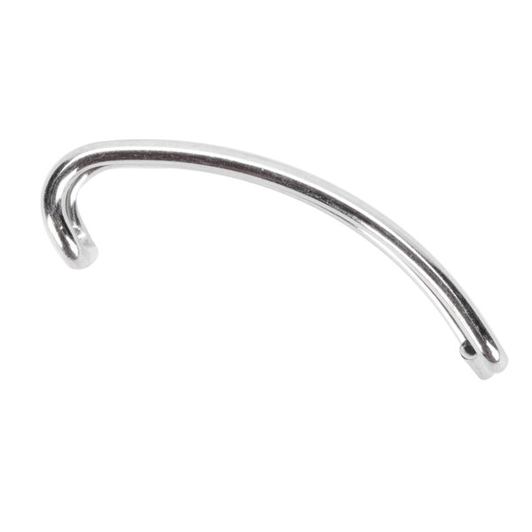 A silver curved metal wire.