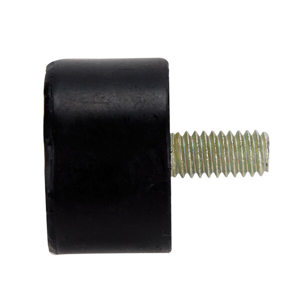 A black rubber foot for a Waring blender with a screw.