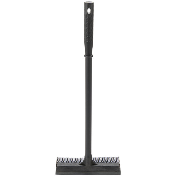 A black pole with a round top and a black Unger Auto Windshield Squeegee and Sponge.