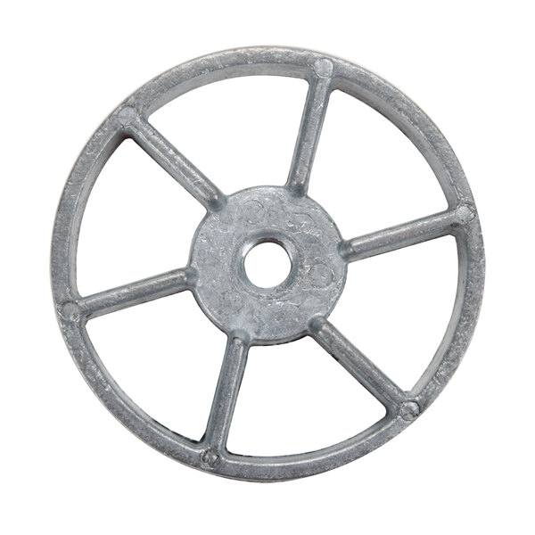 A metal Waring drive coupling with a hole in the center.