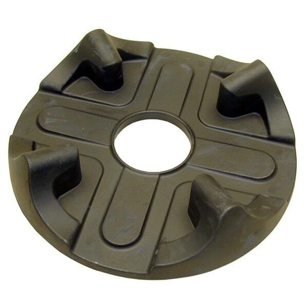 A black rubber disc with a hole in the center.