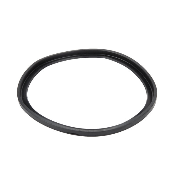 A black rubber gasket with a hole in the middle.