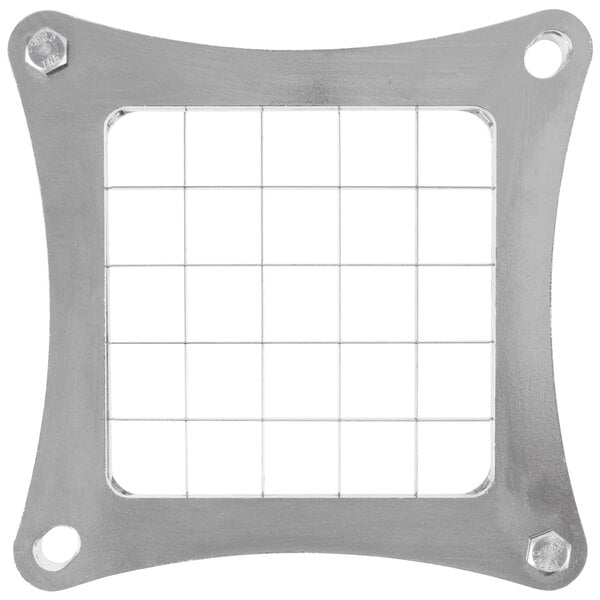 A metal blade and holder assembly with a square grid on it.