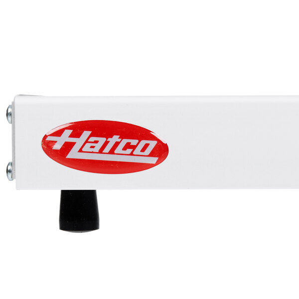 A white box with a red oval and white text reading "Hatco"
