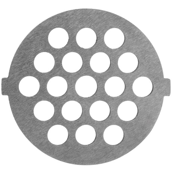 A Galaxy 177SMGP14 replacement grinding plate with circular holes in it.