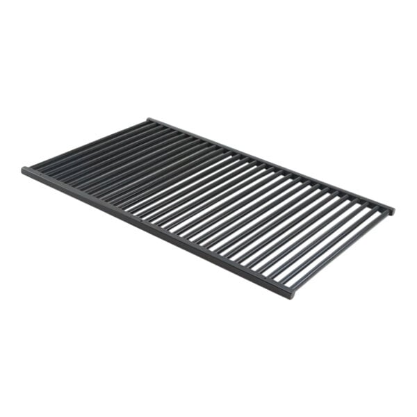 A black metal grate with vertical slats.