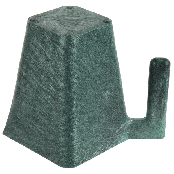 A green plastic pitcher with a handle.