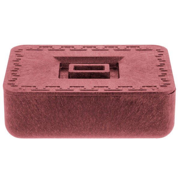 A rectangular raspberry-colored HS Inc. multi-purpose container with a lid.