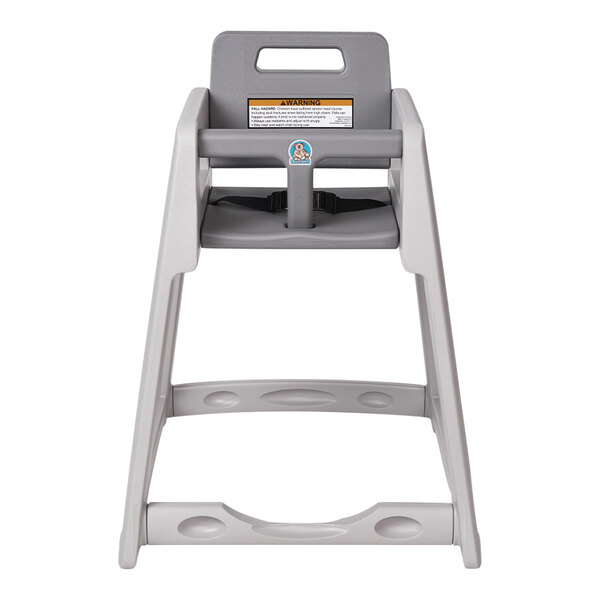 A gray Koala Kare high chair with a seat and tray.