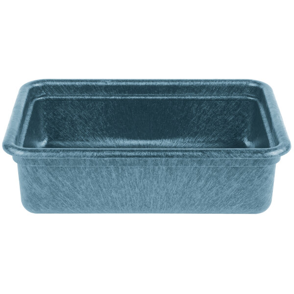 A blue HS Inc. rectangular plastic tote with a lid.