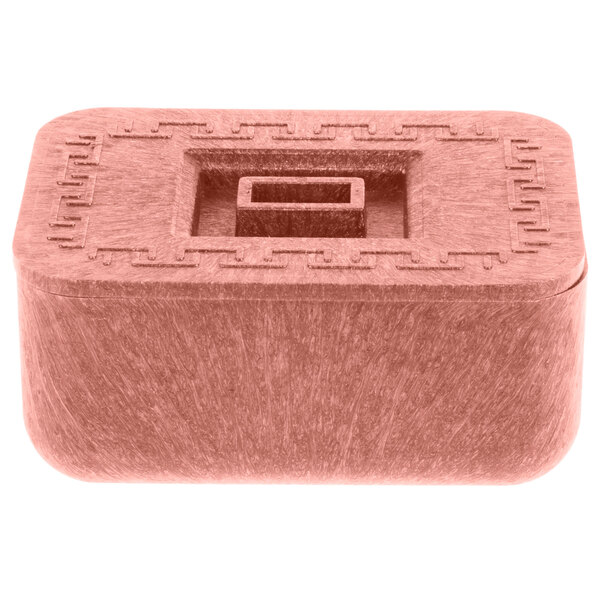 A rectangular brown box with a square opening and a lid on it.