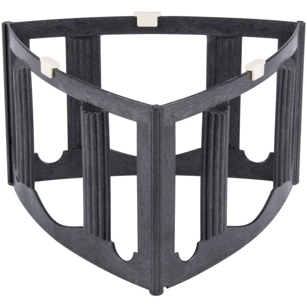 A black plastic HS Inc. Tower of Pizza stand with white accents.