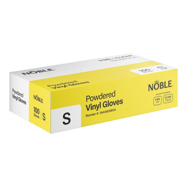 Noble Clear Powdered Disposable 3 Mil Thick Vinyl Gloves for Foodservice - Small - 1,000/Case