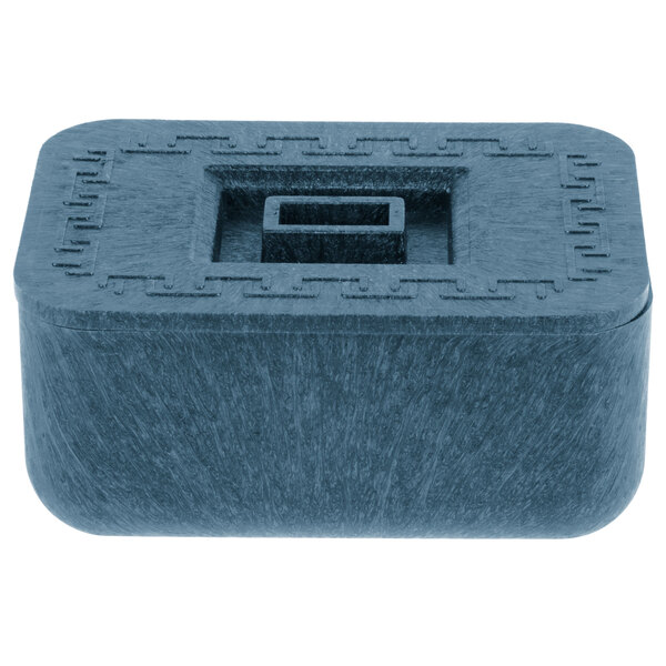 A blue HS Inc. rectangular container with a lid.