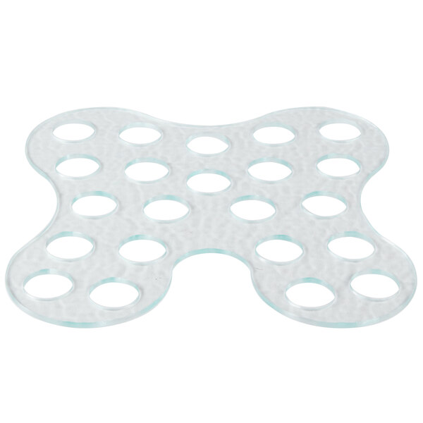 A clear plastic tray with 22 holes.