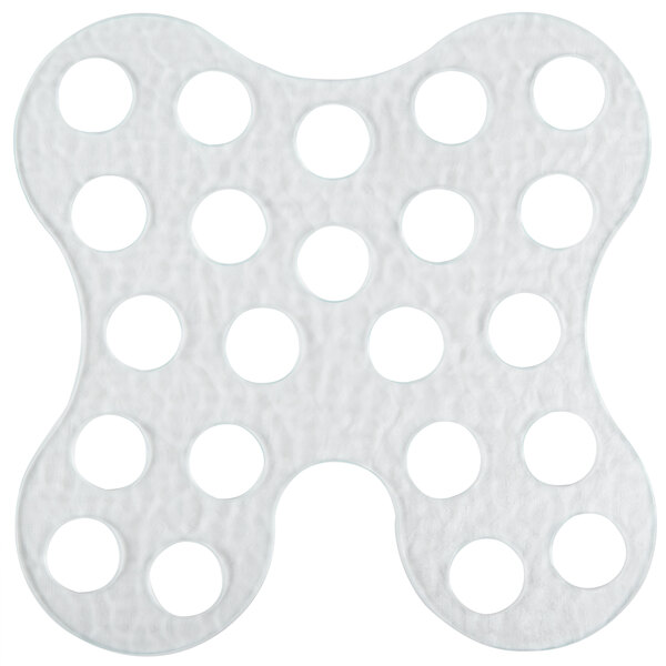 A white plastic tray with 22 holes in it.