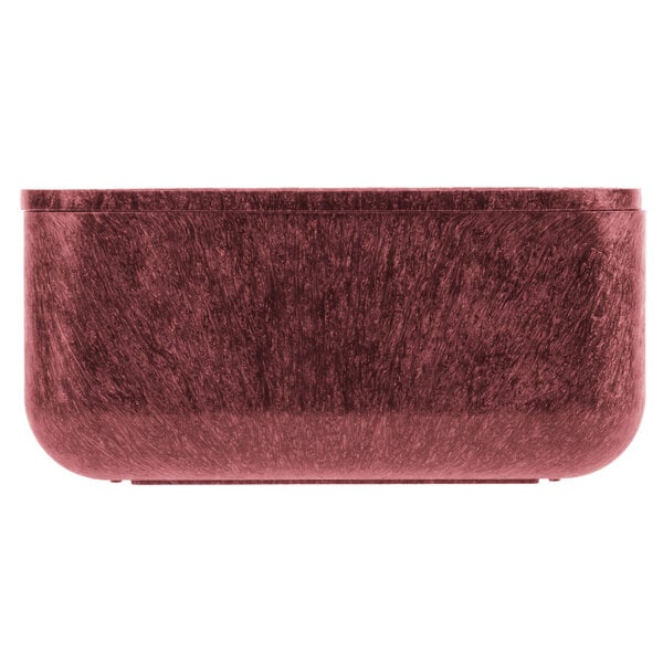 A red metal HS Inc. multi-purpose container with a lid.