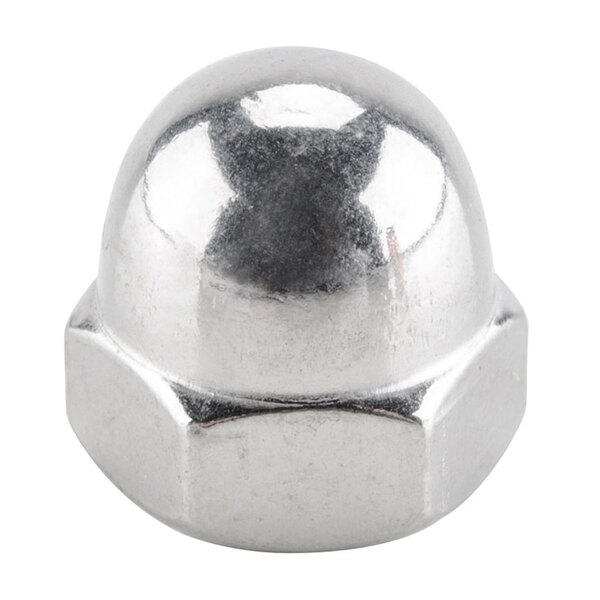 A stainless steel acorn nut.