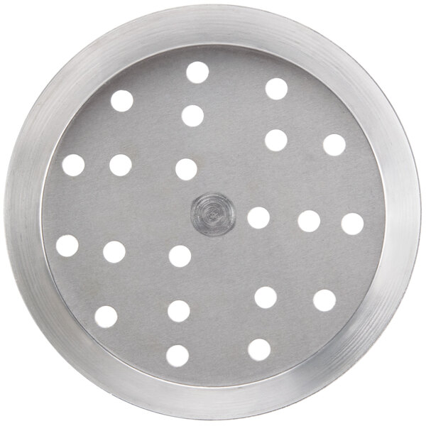 An American Metalcraft aluminum pizza pan with perforations.