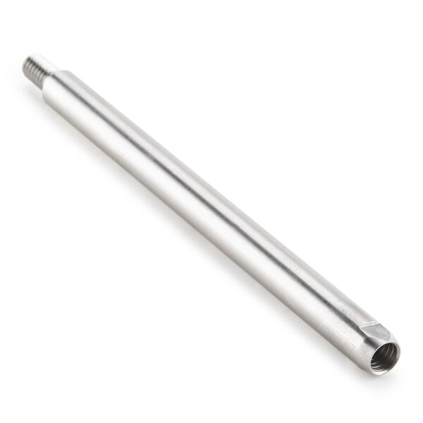 A silver metal rod with a screw.
