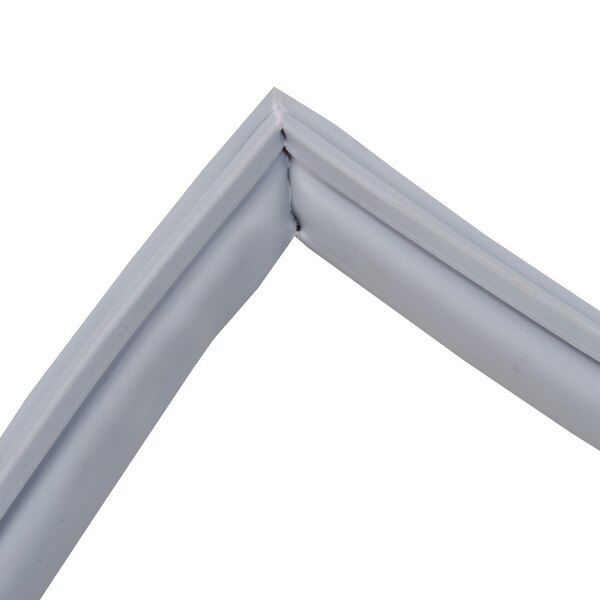 The white plastic corner of an Avantco vinyl magnetic door gasket.