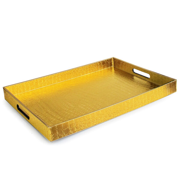 14 x 19 gold polypropylene gator room service tray with handles