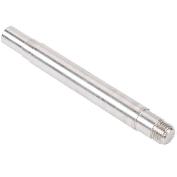 A silver metal rod with a long silver metal cylinder on the end.