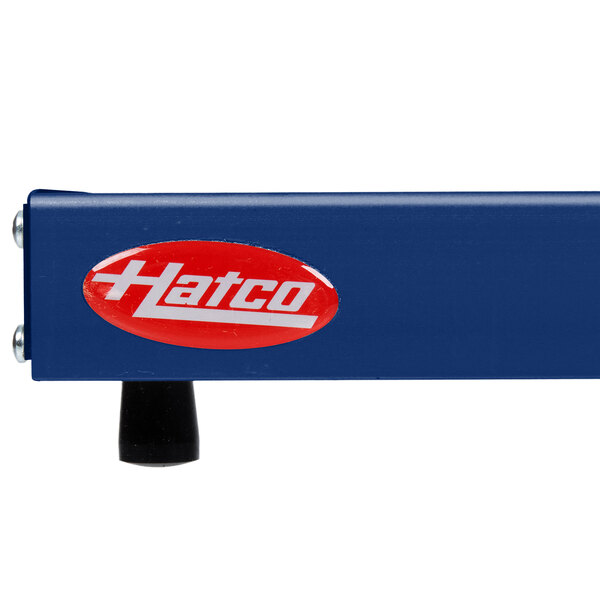 A blue rectangular object with a red and white Hatco logo.