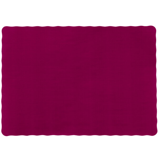Choice 10" x 14" Burgundy Colored Paper Placemat with Scalloped Edge